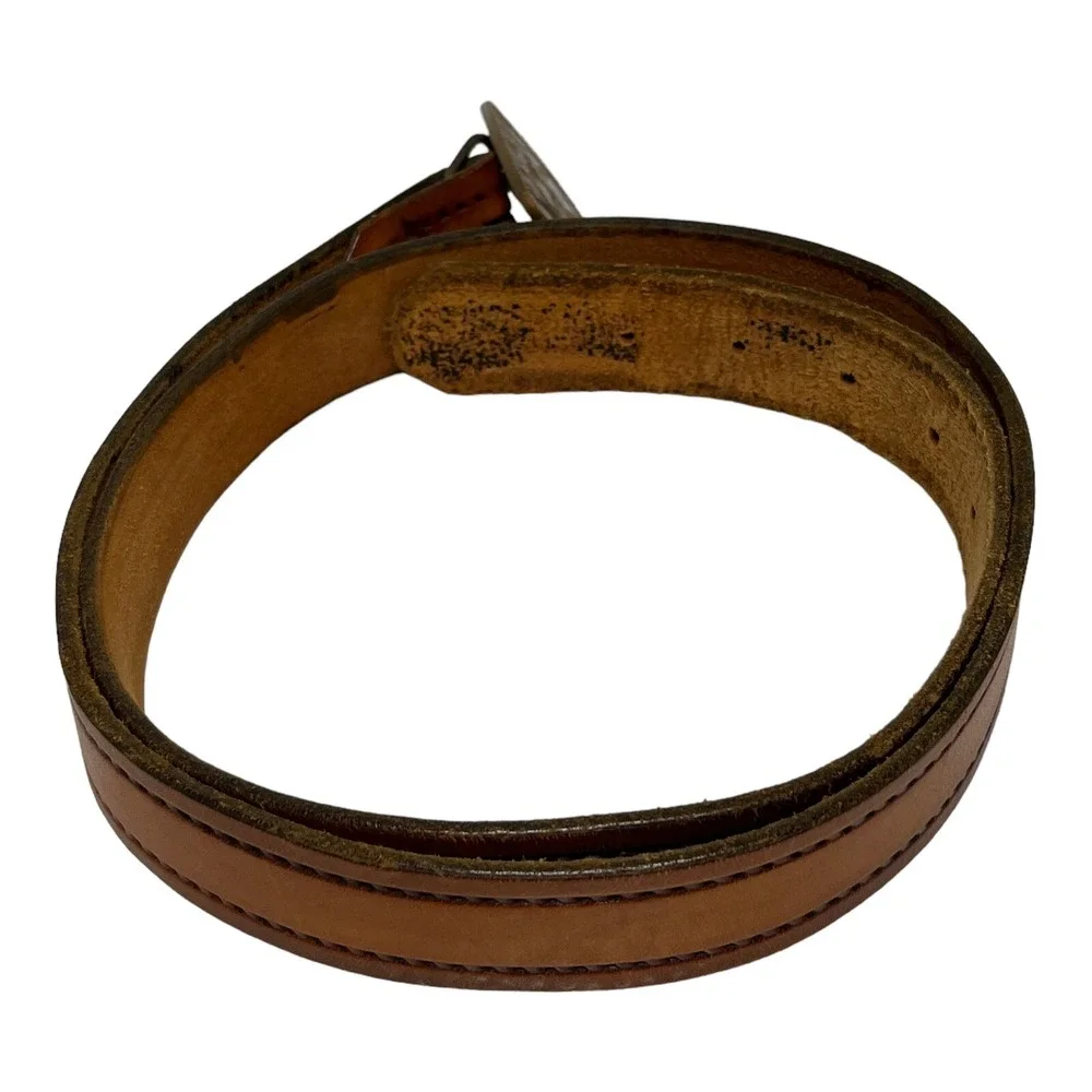 FREEMASON MASONIC MASON BELT BUCKLE VINTAGE 1981‎ Metal LEATHER BELT 31in SMALL